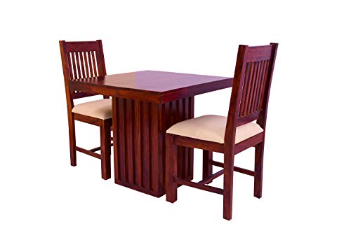 Image of Two Seater Dining Table with Two Cushioned Chairs (Sheesham Wood, Maching and Maple Finish)