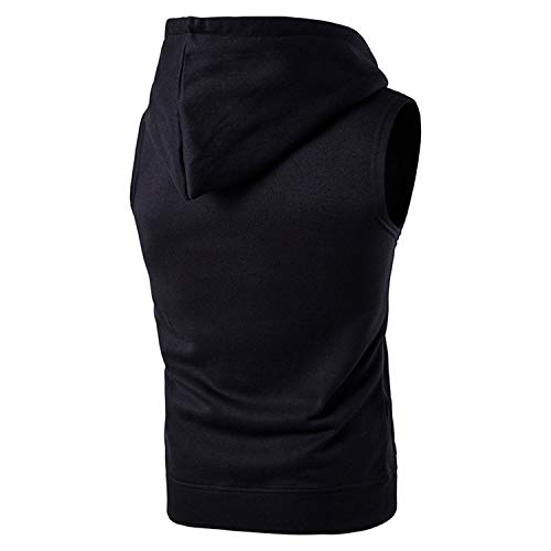APAELEA Herren Tank Tops Ärmellose Hoodie Sommer Bodybuilding Fitness Muskelshirt Sportweste,Schwarz,XL