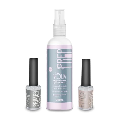 Kit Prep Nail Spray + Desidratador + Primer sem Ácido Vòlia