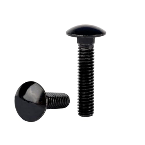 Image of 5 /16-18 x 2 inch Carriage Bolts Screws Black Finish, Round Head Square Neck, 304 Stainless Steel 18-8, UNC Full Machine Coarse Thread, 10Pcs