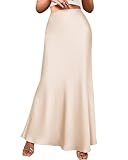 BTFBM Womens Fall Skirts 2025 Business Casual Clothes High Waisted Cocktail Party Wedding Guest Mermaid Maxi Skirt(Beige, Large)