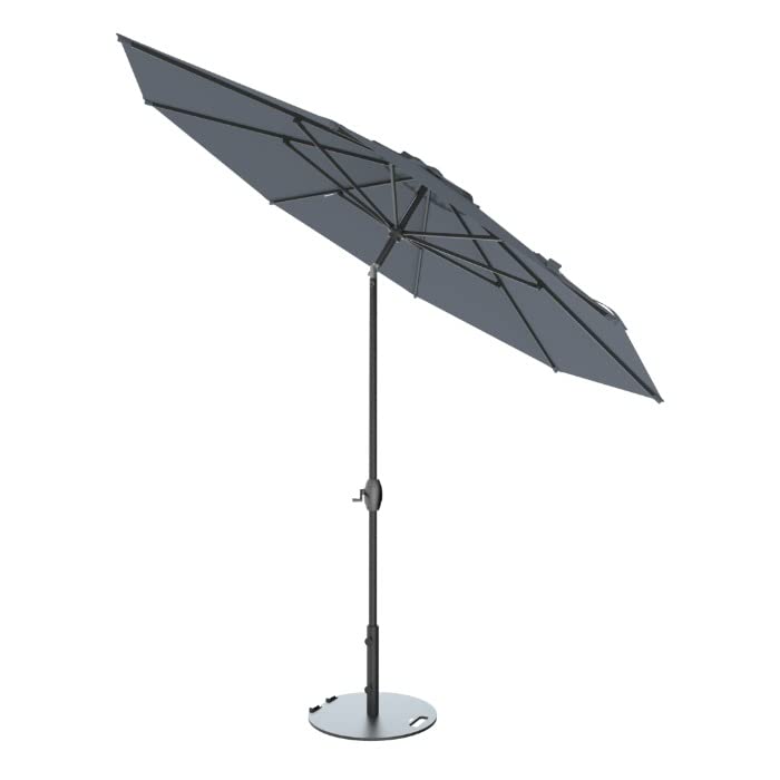 Image of Midtown Umbrellas The Lean 6 Feet Outdoor Umbrella With Terylast Light Navy Polyester Fabric - 8 Ribs Aluminum Frame Patio Umbrella With Zinc Alloy Crank Lift And Auto-Tilt System