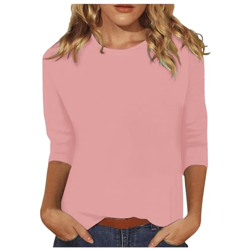 T-shirt manches 3/4 femme couleur unie coupe ample style minimaliste