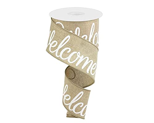 Welcome Canvas Wired Edge Ribbon, 2.5