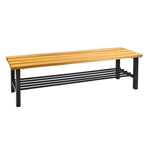 Abrollwerk Umkleidebank 150x40x42 cm – Sitzbank mit Schuhrost – Massives Buchenholz & Stahlgestell – Robuste Garderobenbank für Sport, Fitness, Schule & Betrieb – Turnbank Sozialraumbank