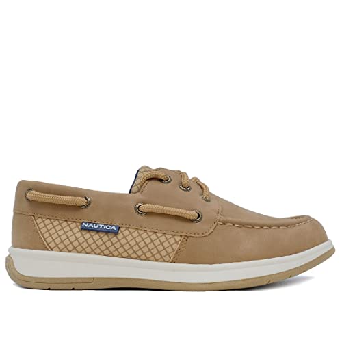 Nautica Kid's Beni Youth Youth Boat Shoe Casual Loafer 3 Eye Lace Little Kid Big Kid-Beni Youth-Tan