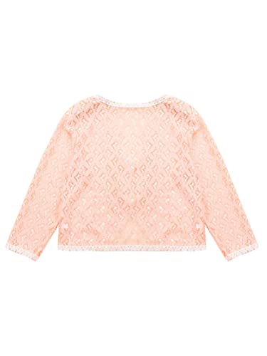 Aislor Little Girls Casual Ruffle Long Sleeve Lace Hollow Floral Cardigan Bolero Shrug Kids Shrug Dress Cover Up Jacket4
