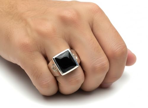 Image of Choose Your Color Mens Bold Ring 925 Sterling Silver Gemstone Wedding Engagement Statement Ring Birthstone Solitaire Jewellery Ring Sizes 4, 5, 6, 7, 8, 9, 10, 11, 12, 13,