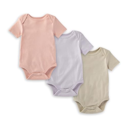 Image of Burt's Bees Baby Baby Bodysuits, 3-Pack Long & Short-Sleeve One-Pieces, 100% Organic Cotton
