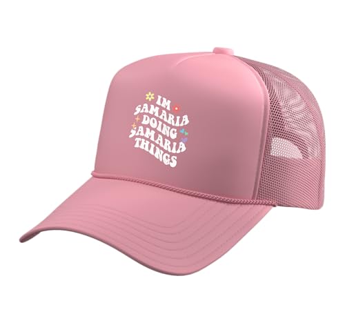 Retro Groovy Im Samaria Doing Samaria Things Funny Mother's Trucker Hat with Adjustable Mesh Back, Pink
