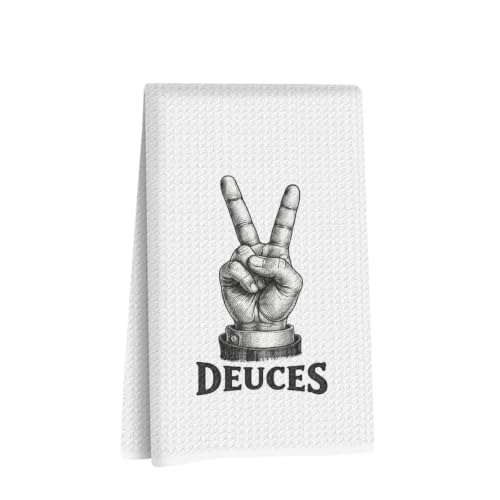 Image of Funny Deuces Hand Towels for Bathroom, S Wars Waffle Weave Hand Towel | Funny Waffle Weave Dish Towels, Humor Hand Towels for Home Kitchen Bathroom Decor, Housewarming Gifts 14x24 Inch