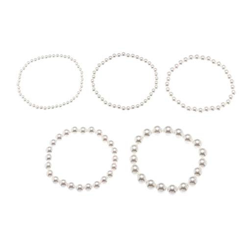 Pingyongchang 6Pcs Stackable Venetian Pearl Flat Brass Bead Ball Bracelet Set Simple Delecate Gold Beaded Stretch Bracelets Friendship Bangle Boho Stretchable Elastic Bracelet for Women Girl