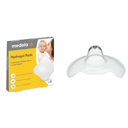 Image of Medela Hydrogel Pads | Pain Relief for Sore or Cracked Nipples | Breastfeeding Essentials & Contact Nipple Shield for Breastfeeding, 20mm Small Nippleshield