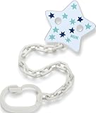 NUK Catenella per ciuccio con clip, per ciuccio con anello, stabile e infrangibile, stelle blu