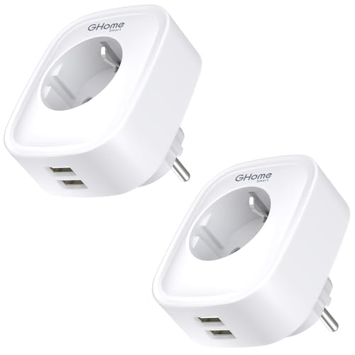 GHome Smart mit USB 16A, WLAN Steckdose mit Stromverbrauch...