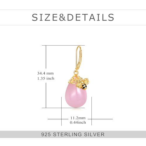 Image of TIGER RIDER Bee /Butterfly /Scorpion /Cactus /Leaf /Beetle 925 Sterling Silver French Clasp Leverback Earrings Amber /Crystal /Citrine /Moonstone /Obsidian /Jade /Rose quartz Pendant Jewelry Gift for Women