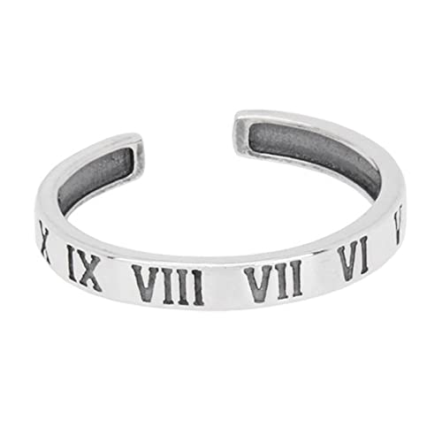Bague en argent S925 chiffres romains rétro, le cadeau gothique parfait pour hommes et femmes