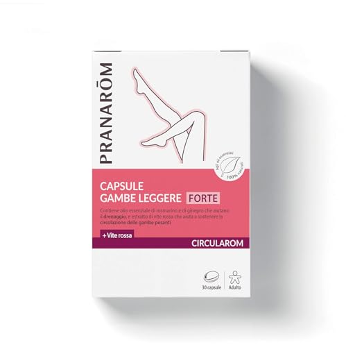 PRANAROM Circularom Cápsulas Forte Piernas Ligeras 30 uds - Alivio Hinchazón y Piernas Cansadas y Pesadas - Mejora Circulación y Drenaje de Líquidos - Vid Roja y Aceites Esenciales AEQT