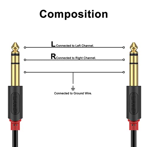 J&D 6.35mm (1/4 inch) TRS Stereo Audio Cable - Image 2