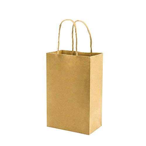 Bagmad Each 100 Pack Small&Medium Brown Craft Paper Gift Bags With Handles Bluk For Birthday Party Favors Christmas thumb #4