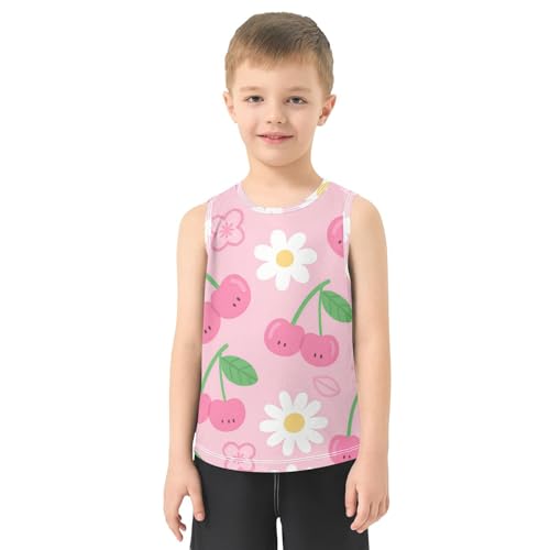 susiyo Cherry and Flowers Boys Sleeveless Tank Top Girls Athletic T Shirt2