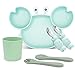 Ensemble de vaisselle en silicone pour bébé comprenant une assiette à ventouse, une tasse pour enfant, 2 ensembles de fourchettes et cuillères, 6 pièces de fournitures d'alimentation