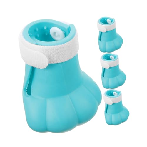 SUPVOX 4個 ペットフットカバー 天然サイザル猫スクラッチマット 猫引っ掻き 猫の爪切り 猫バリカン 猫の爪とぎマット 猫のスクラッチパッド 猫の洗えるブーツ シリカゲル Sky-blue