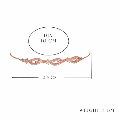 Image of Nilu's Collection Rose Gold Plated American Diamond Crystal Contemporary Bracelet Jewellery with Adjustable Pull-Chain Bracelet for Women & Girls