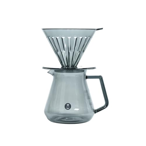 Timemore Crystal Eye V60 Brewer Set 02 Pour Over Coffee Maker Kit Durable Tritan Dripper Glass Server Measuring Spoon Easy Manual Brewing for Home Office & Café - Clear 1-4 Cups