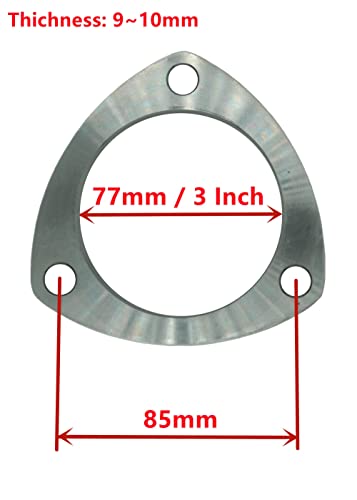 Dsnaduo 3 inch 77mm 3-Bolt Exhaust Flange Connection Kit（Flange & Gasket) for Exhaust Turbo Downpipe Catback Headers Stainless Steel - Thumbnail 2