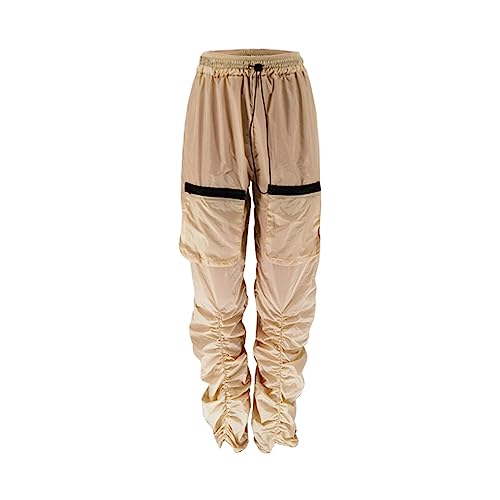 Calças de linho para mulheres, moda europeia e americana, feminina, personalizada, plissada, com bol