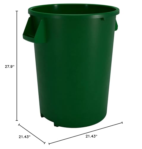 Image of SPARTA Bronco 32 Gallon Trash Can, Thick Polyethylene Bin, NSF Certified Waste Container with Top Handles, Bottom Handholds, Reinforced Base and Stackable, LLDPE, 32 Gallon, Green