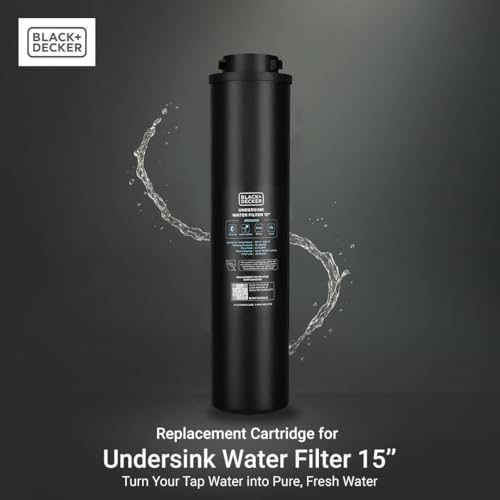 Image of BLACK+DECKER Undersink Replacement Filter Cartridge 15 inch | Efficient Filtration | 16,000 Gallons | NSF /ANSI 42 Certified | Removes Chlorine, Chloramine, Lead, PFAS, Bad Taste, Odor