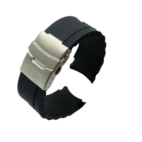 Rimmean 1 Correa de Reloj con Extremo Curvo 16 mm, 18, 20, 22 o 24, Color Negro, Resistente al Agua, for Brazalete Universal(22mm)