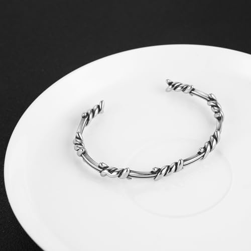 HZMAN Barbed Wire Bracelet for Men Retro Gothic Punk Stainless Steel Thorns Cuff Bracelet Jewelry Gift4