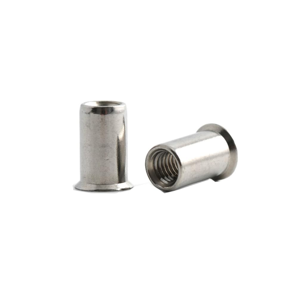 100x M6 Stainless Steel Countersunk Rivet Nuts Rivnuts, Flat Head Threaded Insert Nutsert, Rivet Nut Blind Insert Nut for DIY, Automobiles, Aviation and More