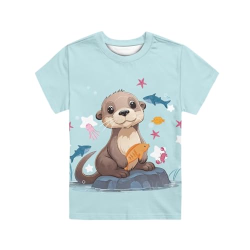 Image of JEOCODY Boys Girls Graphic Tees Funny 3D Printed Short Sleeve T-Shirts 3-16T