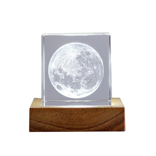Lámpara de mesa cristal Katutude 6x6x6cm con base de madera miniatura 6