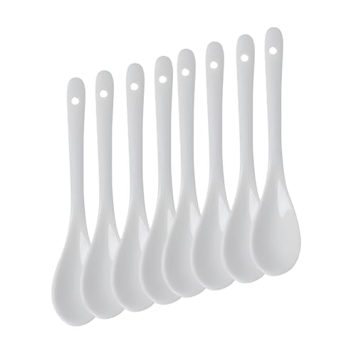 8 Pièces Cuillères à Café en Porcelaine Blanche, Cuillère à Oeufs Mini Cuillères à Dessert Cuillères à Thé de Cuisine Vaisselle en Céramique Long Manche...