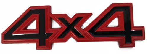 Image of 2 pc 4X4 Emblem 3D Badge Metal Sticker Tailgate Decals Car Side Fender Rear Trunk Emblem Fit for Universal Car Truck SUV Pickup 4Wd (4x4 Red-Black)