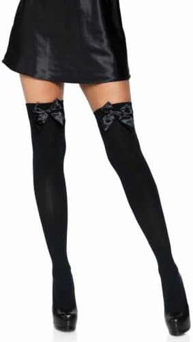 Leg Avenue Women's Satin Bow Accent Thigh Highs