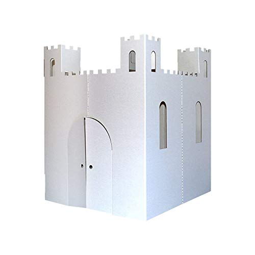 Easy Playhouse Blank Castle - Kids Art & Craft for Indoor & Outdoor Fun, Color, Draw, Doodle on this Blank Canvas–Decorate & Personalize a Cardboard Fort, 32" X 32" X 43. 5" -Made in USA, Age 3+
