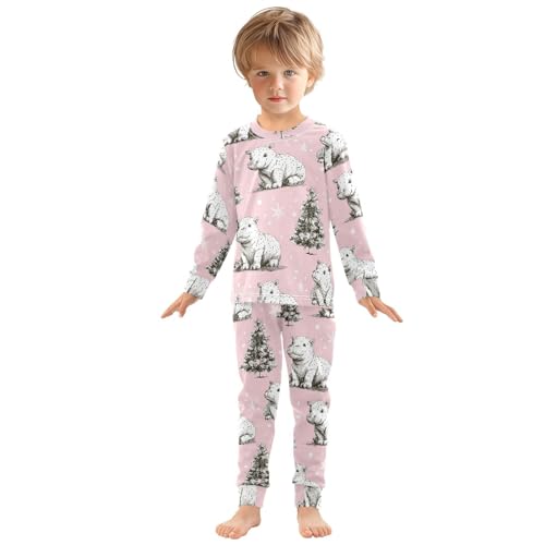 Pajama Sets Long Sleeve Cute Hippos and Winter Trees Soft Comfy Sleepwear 2 Piece PJS 3-8T2