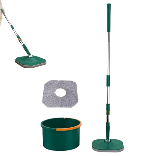 Rotante, giratorio y cubo, fregona para la limpieza de suelos multifuncionales, para el polvo para suelos de madera, para uso seco y húmedo, de microfibra con escurridor, para uso doméstico o comm