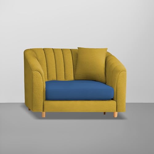 Image of Doraldo Seater Sofa Set for Living Room (Blue Yellow) Premium Fabric Sofa Set