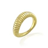 Arvino - Anillo de plata de ley 925 con chapado en oro de 22 quilates, anillo texturizado para mujer, regalo para esposa, mamá, novia, talla 7