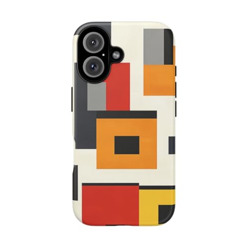 Coque iPhone 16 blocs géométriques - Protection rigide mate noire