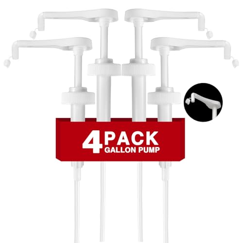 4Pcs Gallon Jug Syrup Pump Dispenser 38-400 Leak Proof Pump for Gallon Jug - Lotion Shampoo Pump Cap Included Fits 1 Gallon Bottle 64oz 128oz Shampoo Laundry Detergent Containers