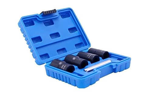 1/2 Locking Wheel Nut Remover Stud Bolt Impact Twist Socket Extractor Tool Set 4 Pcs 17mm 19mm 21mm 22mm