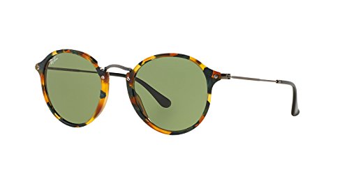 Ray-Ban Unisex RB2447 Round Round Sunglasses, Spotted Green Havana/Green, 49 mm